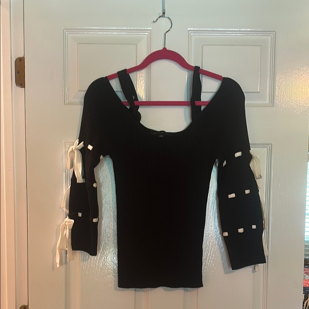 Dance & Marvel Black Sweater with White Accents